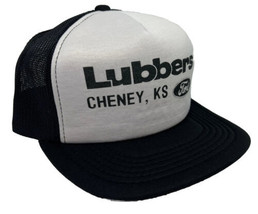 Vintage Lubbers Ford Hat Cap Snap Back Black Mesh Trucker Cheney KS YoungAn Mens - £15.52 GBP