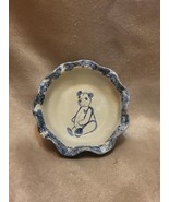 Salt Glazed Spongeware Small Pooyery Dish With Teddy Bear - £11.91 GBP