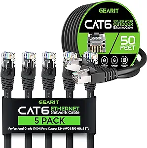 GearIT 5Pack 100ft Cat6 Ethernet Cable &amp; 50ft Cat6 Cable - £194.47 GBP