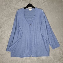 Sun Fire USA Women&#39;s 3X Blue Open Front Cardigan Front Built in Shirt - £29.98 GBP