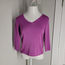 Designers O Petite Long Sleeves Knit Shirt Blouse ~ Sz PM ~ Purple - £17.68 GBP