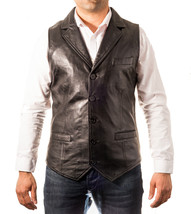 Vest Leather Mens Biker Genuine Motorcycle Jacket Men Sleeveless Size Bl... - $44.90 CAD+