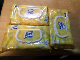 NEW, Lysol All Purpose Cleaner Wipes Lemon and Lime Scent 3 Packages (80 ea)  - £15.92 GBP