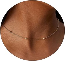 Dainty Gold Chain Choker Necklace for Women 18K Gold Plated Minimalist F... - $30.45