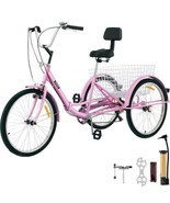 Tricycle Adult 24&#39;&#39; Wheels Adult Tricycle 7-Speed 3 Wheel Bikes For Adul... - $526.21 CAD