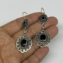 1pc, Handmade Turkmen Earring Tribal Jewelry Black Carnelian Oval Boho, B14193 - £9.44 GBP
