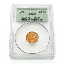 1901 Gold Liberty Head Quarter Eagle Graded by PCGS as MS-63 Old Holder - £680.44 GBP