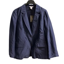 H By Halston Blazer Womens XL Navy Blue Linen Blend Jacket Capsule Minim... - $39.40