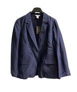 H By Halston Blazer Womens XL Navy Blue Linen Blend Jacket Capsule Minim... - $39.40