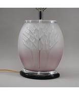 Pair Vintage Frosted Purple Glass Lucite Table Lamps Mid Century Modern - £570.06 GBP