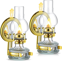 Large Lamp Lantern Large Chamber Wall Mounted Kerosene Lamp Vintage Glass Clear - £50.86 GBP
