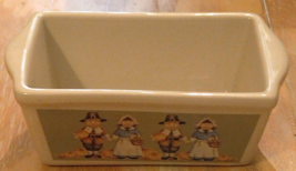 Nantucket Ceramic Pilgrim Loaf Pan 5x3x2 Thanksgiving Harvest Pumpkins Fall Time - £9.08 GBP