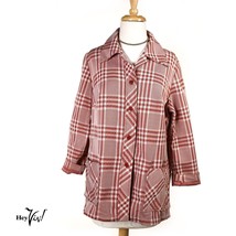 Vintage 1970s Womens Red Check Plaid Unlined Lightweight Jacket - Sz XL -Hey Viv - £23.92 GBP