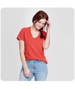 Universal Thread Women&#39;s Short Sleeve V-Neck T-Shirt Pimento orange Plus... - $29.02 CAD
