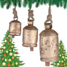 Handmade 4 6 8 in Decorative Hanging Bells Giant Cow Bells Rustic Christmas Bell - £27.14 GBP