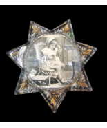 Antique Victorian Goofus Glass Gillinger 7 Point Star Paperweight Child ... - $94.00