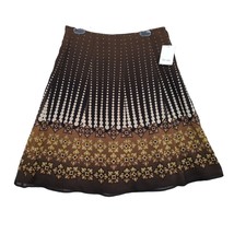 NWT Liz &amp; Co Size 8 Autumn Afternoon Brown A-Line Midi Skirt Retro 1940s... - $24.19