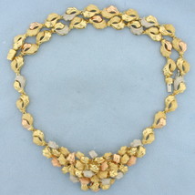 Numbered Designer Italian Made Tri Colored Flower Petal Necklace in 18K Yellow,  - $5,301.00