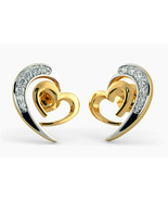 0.35ct Natural J-K Diamond 14k Yellow Gold Heart Stud Earrings Set AJ120... - £630.61 GBP