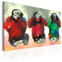 Tiptophomedecor Stretched Canvas Animal Art - Three Wise Monkeys - Stretched &amp; F - £64.33 GBP+