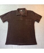 Vintage 70s Pinball Brown Terry Cloth Polo Shirt XL Made in USA Retro Be... - €24,02 EUR