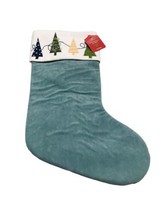 December Home Aqua Velvet Winter  Christmas Trees Pattern Stocking.16”-H... - $47.09 CAD