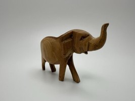 Vintage Carved Wood Figure Elephant 3.25 inches NB1 - $17.81