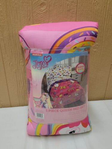 Nickelodeon JoJo Siwa 5 Pc Queen Comforter Bedding Set Pink Unicorns - $73.52