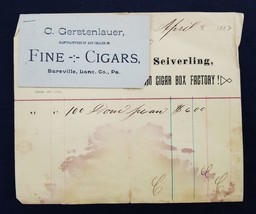1882 antique GERSTENLAUER CIGAR bareville pa CARD vogansville SEIVERLING... - $89.05