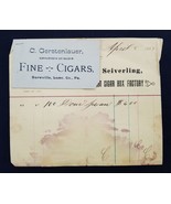 1882 antique GERSTENLAUER CIGAR bareville pa CARD vogansville SEIVERLING... - £69.62 GBP