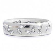 Fashion Silver Color Crystal Butterfly Rings for Women Cute Multicolor Zircon An - £7.69 GBP