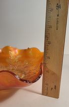 Fenton Marigold Amber Ruffled Top Bowl Holly Pattern Carnival Glass image 7