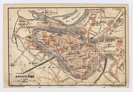 1914 Original Antique City Map Of Angouleme / Charente POITOU-CHARENTES / France - £16.94 GBP