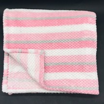 Cudlie NY Striped Baby Blanket Pink Gray White Popcorn Plush Single Layer - £6.38 GBP