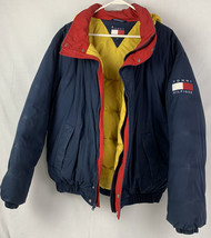 Vintage Tommy Hilfiger Jacket Down Puffer Coat Flag Navy Blue Men’s XL 90s - $99.99