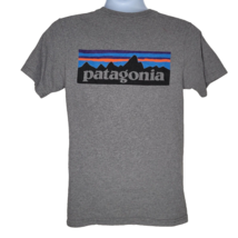 Patagonia Logo Graphic Tee Shirt Small Gray Short Sleeve Organic Cotton - $14.99