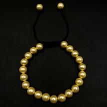 Yellow Shell Pearl 8x8 mm Round Beads Thread Bracelet TB-120 - £9.19 GBP