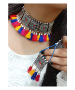 Alloy Multi Color Choker Contemporary Fashion Silver Plated Necklaces Set - £11.82 GBP