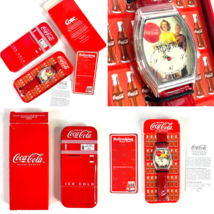 Coca-Cola Coke Vtg Tank Watch Retro Ad Refrigerator Tin Japan Movement Red Band - £30.15 GBP