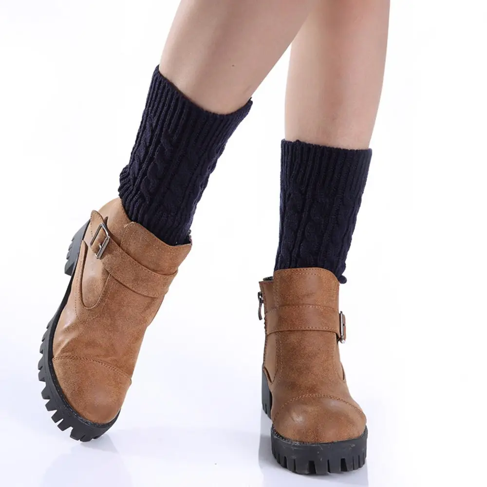 Play 1Pair Winter Knit Solid Leg Warmers Women Girls Warm Outdoor Crochet High E - £23.17 GBP