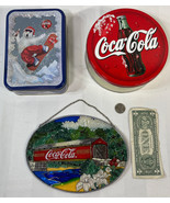 Coca-Cola Vintage Style Rectangle Tin Lidded Box Christmas ++Lot OF 3 - $468.86 MXN