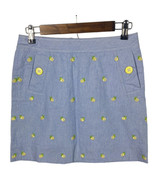 Lilly Pulitzer Skirt Size 0 Mini Seersucker Blue Embroidered Lemons Wome... - $46.53