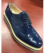Men&#39;s Navy Patent Fashion Sneakers  - £79.13 GBP