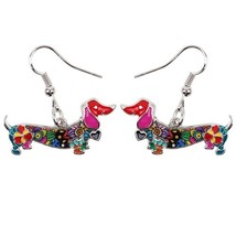 Mel alloy dachshund dog dangle drop big long earrings fashion animal ladies jewelry for thumb200