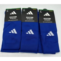 3x adidas soccer metro sock blue size Large new with tags lot of 3 - $23.76