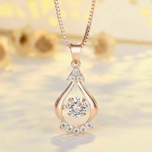 2.00Ct Round Simulated Diamond Drop Pendant Free Chain 14K Rose Gold Plated - £109.22 GBP