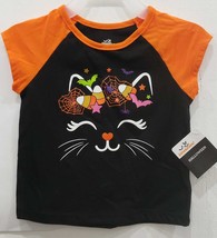 Way To Celebrate Cat Halloween Toddlers Top SS Graphic Raglan Size 3T/NP3 Black - £7.89 GBP