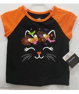 Way To Celebrate Cat Halloween Toddlers Top SS Graphic Raglan Size 3T/NP3 Black - $9.89