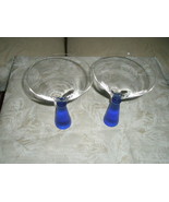 Pair (2) Venini Cobalt Blue Stemmed Clear Martini Glasses Tiny Bubbles 7... - £182.43 GBP