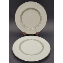 Set of 2 Lenox Springdale Dinner Plates Platinum Trim - $554.45 MXN